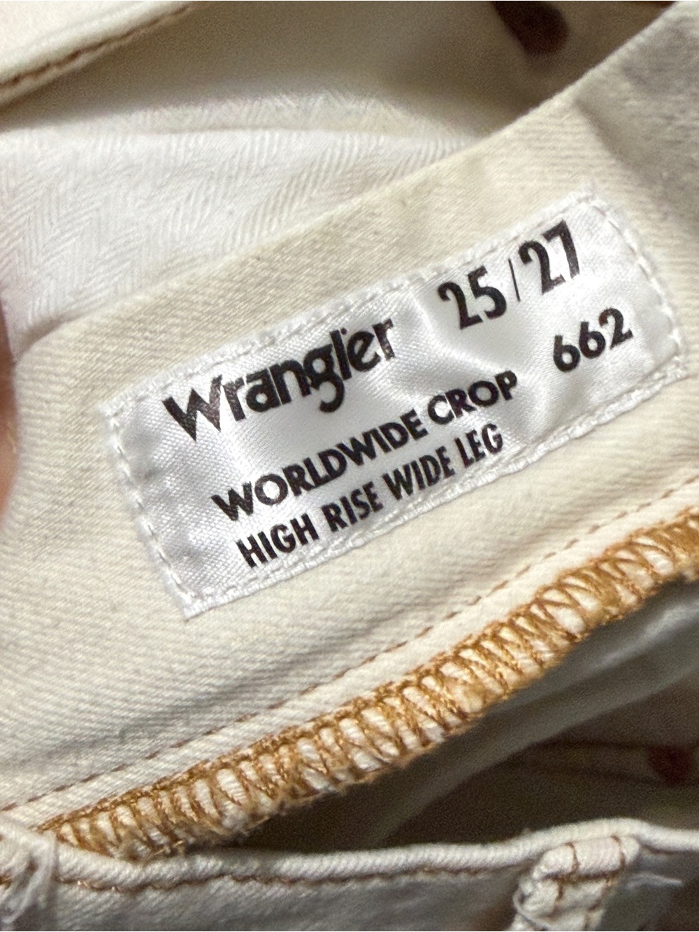 Wrangler Worldwide Crop 662 High Rise Wide Leg Jeans Women's 25 in Cream Denim - Picture 4 of 6